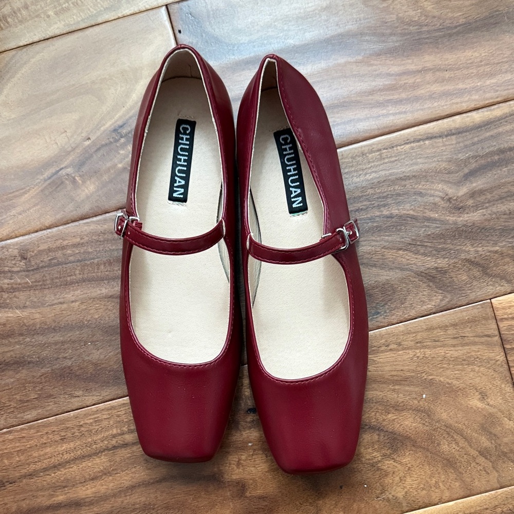 Red Mary Jane Flats